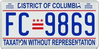 DC license plate FC9869