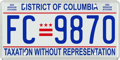 DC license plate FC9870