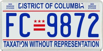 DC license plate FC9872