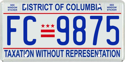 DC license plate FC9875