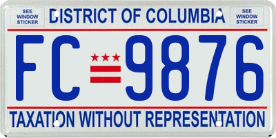 DC license plate FC9876