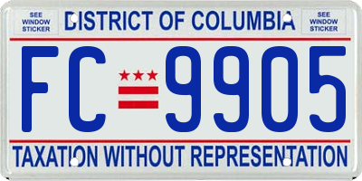 DC license plate FC9905