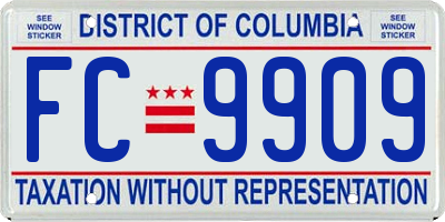 DC license plate FC9909