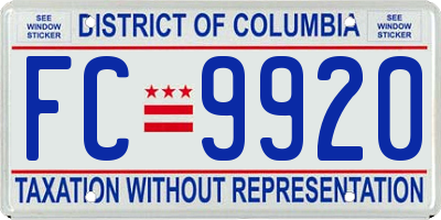 DC license plate FC9920