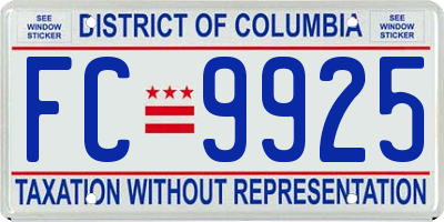 DC license plate FC9925
