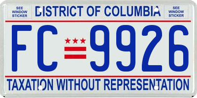 DC license plate FC9926