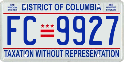 DC license plate FC9927