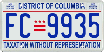 DC license plate FC9935