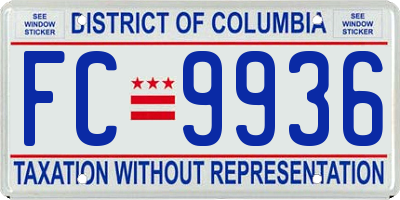 DC license plate FC9936