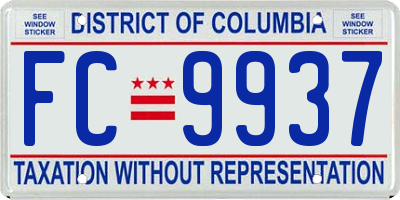 DC license plate FC9937