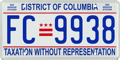 DC license plate FC9938