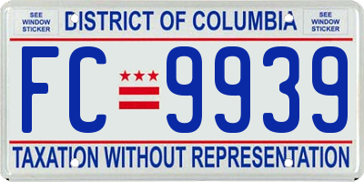 DC license plate FC9939