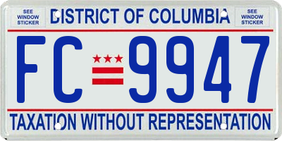 DC license plate FC9947