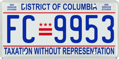 DC license plate FC9953