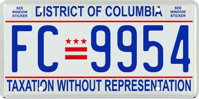 DC license plate FC9954