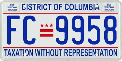 DC license plate FC9958