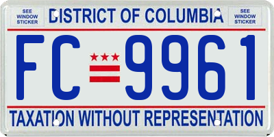 DC license plate FC9961