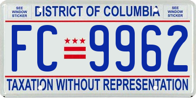 DC license plate FC9962