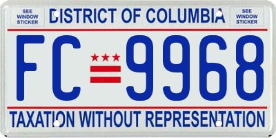 DC license plate FC9968