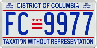 DC license plate FC9977