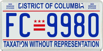 DC license plate FC9980