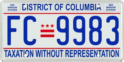 DC license plate FC9983