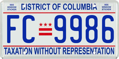 DC license plate FC9986