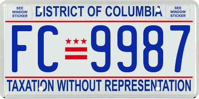 DC license plate FC9987