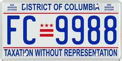 DC license plate FC9988