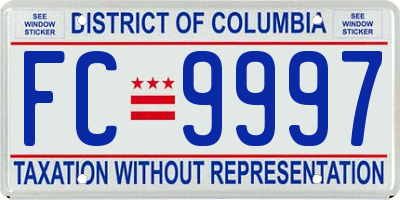 DC license plate FC9997
