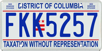 DC license plate FKK5257