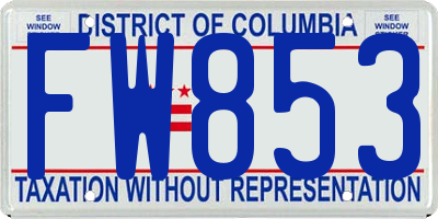 DC license plate FW853