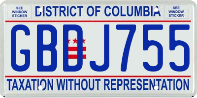 DC license plate GBDJ755