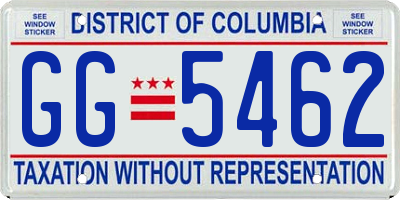 DC license plate GG5462