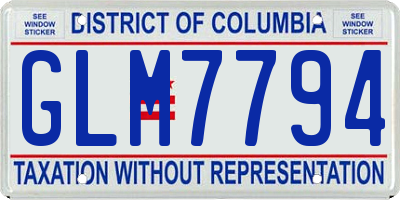 DC license plate GLM7794