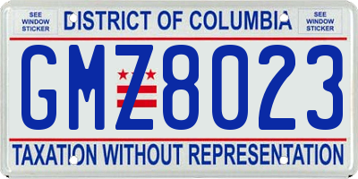 DC license plate GMZ8023