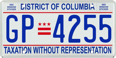 DC license plate GP4255