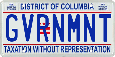DC license plate GVRNMNT