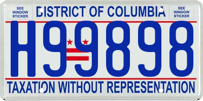 DC license plate H99898