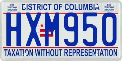 DC license plate HXM950