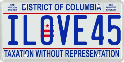 DC license plate ILOVE45