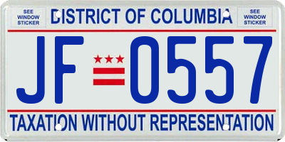 DC license plate JF0557