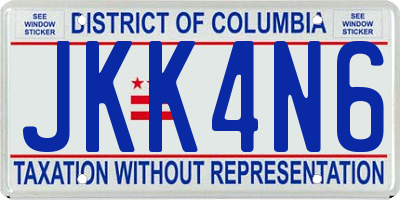 DC license plate JKK4N6