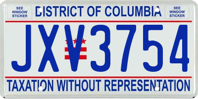 DC license plate JXV3754