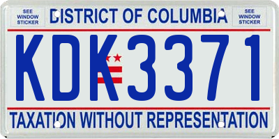 DC license plate KDK3371