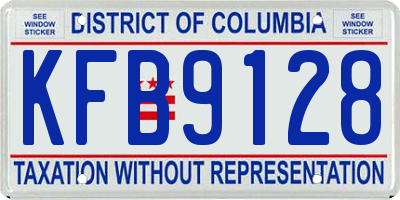 DC license plate KFB9128