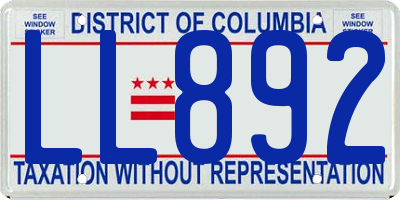 DC license plate LL892