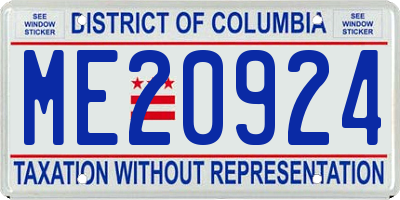 DC license plate ME20924