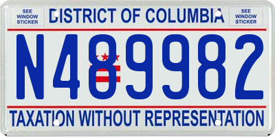 DC license plate N489982