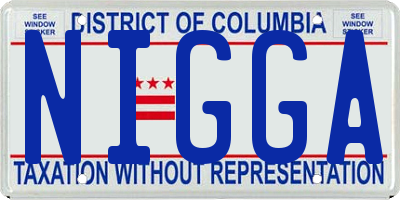 DC license plate NIGGA